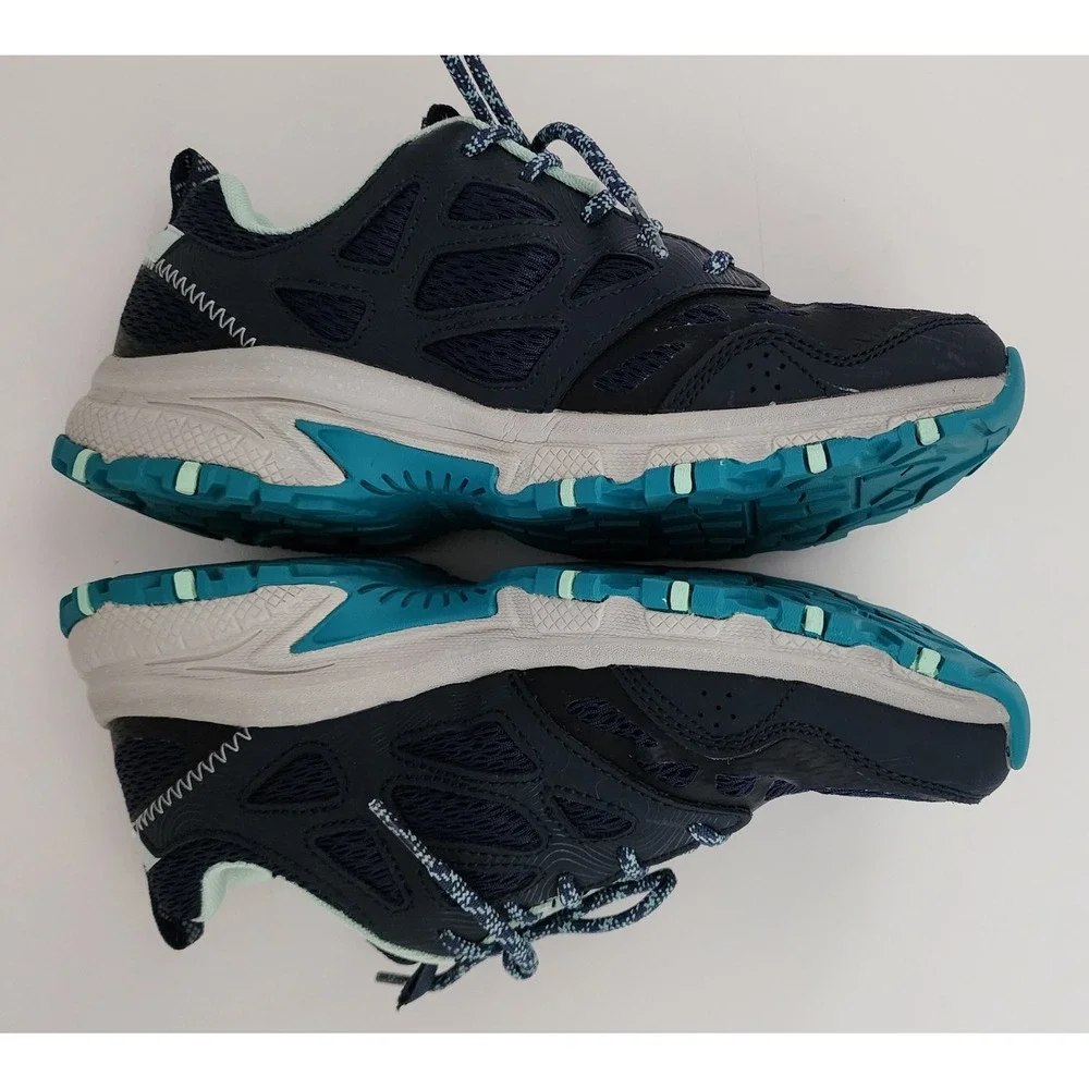 Skechers Run Trail Sneakers Womens 6.5 Navy Aqua 149821 Athletic Shoes VGC